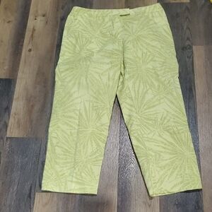 Lafayette 148 New York Leaf Print Yellow Capris